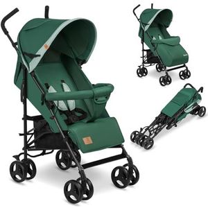 LIONELO Elia Buggy kleine opvouwbare kinderwagen tot 15 kg, verstelbare rug en voetensteun, achterwielrem, muggennet, beenwarmers, boodschappenmand