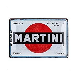 Nostalgic-Art Metalen Retro Bord, Martini - Logo White – Geschenkidee voor cocktailfans, van metaal, Vintage design ter decoratie, 20 x 30 cm