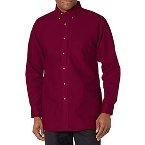 Red Kap Men's Poplin Dress Shirt, Burgundy, X-Large