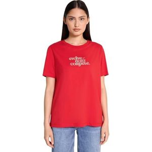 Street One Studio Basic T-shirt voor dames met print, rood (mandarijnrood), 38