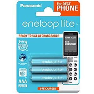 Panasonic BK-4LCCE/3DE eneloop Lite AA Ready-to-Use Mignon AAA 3er Pack DECT lichtblauw