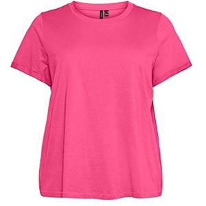 VERO MODA CURVE Dames VMPAULA S/S Curve T-shirt, Shocking Pink, S-42/44, shocking pink, 42/44 Grote maten