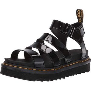 Dr. Martens Blaire sandalen met enkelbandjes voor dames, zwart zwart patent lamper 001, 43 EU