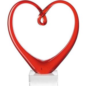 Leonardo Heart sculptuur rood, B/H/D: 21/24/8 cm, handgemaakt kleurglas, 090871