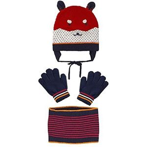 MacBeen Set met handschoenen, muts en sjaal voor schoolbenodigdheden van 2 tot 5 jaar, rood, winteraccessoireset, klein, uniseks, kinderen