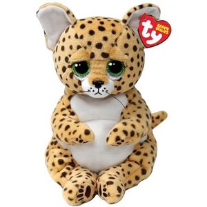 Ty Beanie Bellies – Lloyd de cheeta's met blauwe ogen glitter, pluche dieren met zachte bank, origineel, 30 cm – T43201