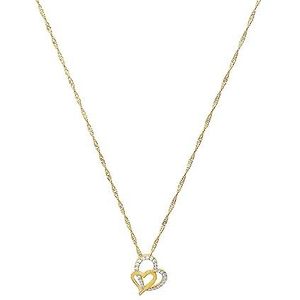 Amor collier met hanger 925 sterling zilveren dames collier, met cubic zirkonia synth., 45 cm, goud, hart, Wordt geleverd in sieraden geschenkverpakking, 2022076