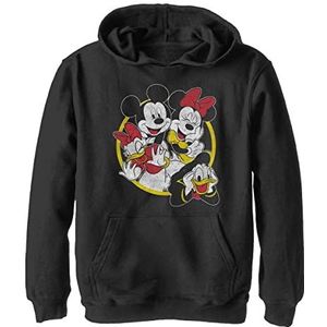 Disney Characters Group Boy's Hooded Pullover Fleece, Black, Small, zwart, S