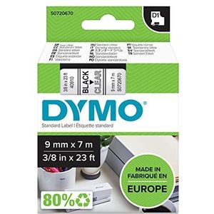 DYMO originele D1 labels | zwarte afdruk op transparante tape | 9 mm x 7 m | zelfklevende labels voor de LabelManager labelmakers | gemaakt in Europa