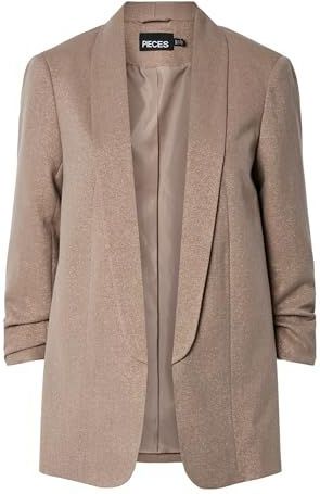 Pieces - Pcbosella 3/4 Glitter Blazer - Fossil/gold Lurex - Dames