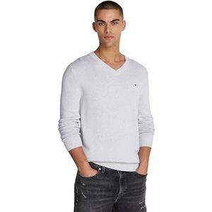 Tommy Jeans TJM Slim Essential Vneck DM0DM19429 Pullover Trui voor heren, grijs (zilvergrijs), XXL, Grijs (Zilvergrijs), XXL