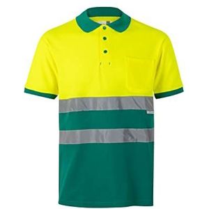 Velilla 305513 poloshirt van katoen, tweekleurig en korte mouwen, groen en neongeel, maat 5XL