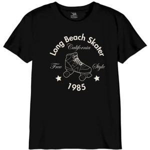 Republic Of California T-shirt ""Long Beach Skater"" GIREPCZTS046 meisjes, zwart, maat 12 jaar, Zwart, 12 Jaren