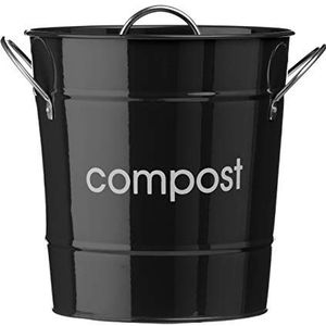 Premier Housewares 510014 Compostbak Keuken Staal Tuin, Buiten Zink Zwart, H21 x B19 x D19cm