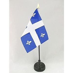 Quebec Table Vlag 15x10 cm - Canada - Canadese regio van Quebec Desk Vlag 15 x 10 cm - gouden speerblad - AZ FLAG