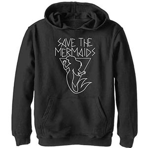 Disney Kids Princesses Save The Mermaids Youth Pullover Hoodie, Black, Large, zwart, L