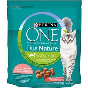Purina ONE Dual Nature Katzenfutter Sterilisiert, reich an Lachs mit natürlicher Spirulina, 400 g