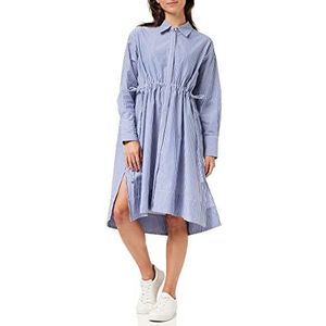 French Connection Dames Rhodos Duurzame Pop Stripe Shirt Jurk Casual, Linnen Wit/Marine, M, Linnen Wit/Marine, M