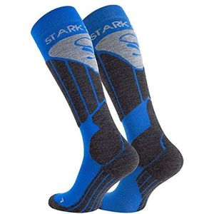 STARK SOUL Skisokken voor dames en heren, functionele sokken, snowboard-skikousen met speciale voering, blauw-grijs, 35-38