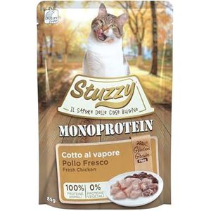 Stuzzy, Monoprotein Grain & Glutenvrij, compleet natvoer voor volwassen katten met kip, in paté - (20 zakjes à 85 g)