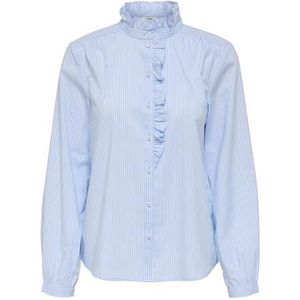 Jdy Mio L/S Frill Shirt WVN, Cashmere Blue, L