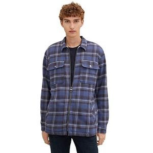 TOM TAILOR Denim Uomini Overshirt jas met ruitpatroon 1032386, 30256 - Blue Coal Grey Big Check, XS