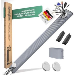 KrockaZone Inbouw kabelgoot set - ovale multimedia buis - onzichtbare tv-kabeldoorvoer, kabels verbergen achter de muur, elektrische installatiebuis, 1,1 m lang