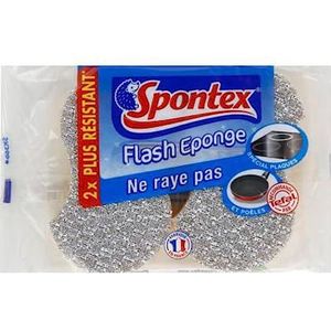 SPONTEX - Flash-spons – 2 krasbestendige sponzen speciaal voor platen en pannen