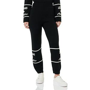 Moschino Love Women's Jog with Italic Logo Jacquard Intarsia on Bottom Casual Broek, Zwart, 48