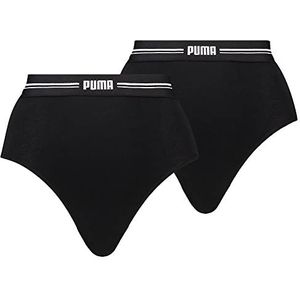 PUMA Dames High Waist Slip 2 Pack Bikini, Zwart, XS (2 Pack)