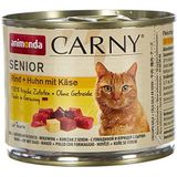 animonda kattenvoer Carny Senior, nat voer voor katten vanaf 7 jaar, rundvlees + kip met kaas, 6 x 200 g