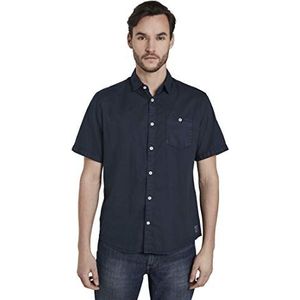 TOM TAILOR Uomini Fijn overhemd met korte mouwen 1019632, 10334 - Black Iris Blue, S