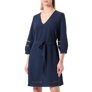 Jurk - Geruit - V-hals - Knielengte - Driekwart Mouw - Milieuvriendelijk Gemaakt