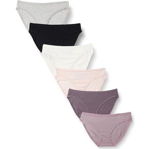 Amazon Essentials Women's Katoenen onderbroek in bikinimodel (verkrijgbaar in grote maten), Pack of 6, Neutrale tinten/Veelkleurig, 44