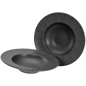 CreaTable, 21823, serie Vesuvio zwart, 2-delige serviesset, bordenset van aardewerk
