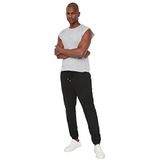 Trendyol Mannen zwarte mannelijke regular fit rubberen joggingbroek, Zwart, XL