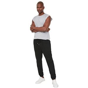 Trendyol Mannen zwarte mannelijke regular fit rubberen joggingbroek, Zwart, XXL