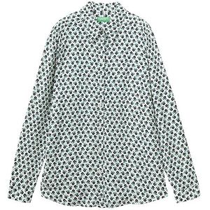 United Colors of Benetton dames overhemd, wit, crèmekleurig, bloemenpatroon, 70 A, L