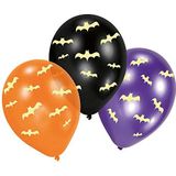 Amscan 9907472 - Latex ballonnen Glow in the Dark, vleermuis, 6 stuks, ballonnen, decoratie, feest