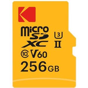 Kodak - MicroSD-kaart - 256 GB - UHS-II U3 V60 - Ultrasnelle Doorvoer 300 MB/s Lezen - 160 MB/s Schrijven - Video 4K/8K - SD-adapter Inbegrepen