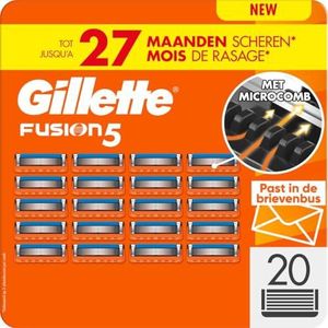 Gillette Fusion5 Vervangingsset voor scheerapparaten, scheermesjes met 5 messen, glijband en precisietrimmer, 20 stuks