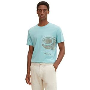 TOM TAILOR Uomini T-shirt met zomerprint 1031945, 12433 - Mint Haze, XXS