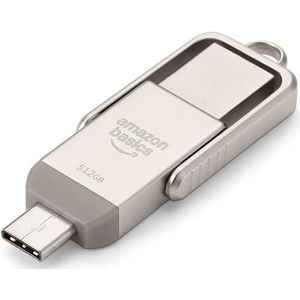 Amazon Basics USB-stick, Geheugenstick met Dubbele USB-C- en USB-A-poorten, 512GB, Champagnezilver