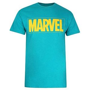 Marvel Heren tekst logo T-shirt, groen (Jade JAD), X (Maat: XL), Groen (Jade Jad), XL