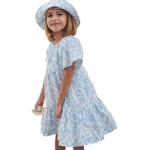 Petit Bateau Jurk met korte mouwen voor meisjes, Marshmallow/Porcelana, 10 jaar