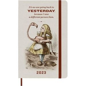 Moleskine Weekplanner 2023, 12-maanden dagboek, Limited Edition Alice In Wonderland, Weekplanner met harde kaft en elastische sluiting, groot formaat 13x21cm