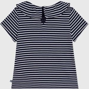 Petit Bateau Gestreept T-shirt voor kinderen met korte mouwen, Smoking/Marshmallow, 12 Jaren