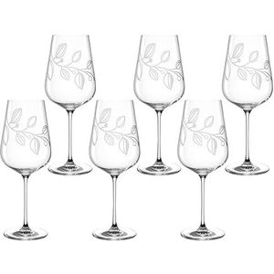 Leonardo Boccio Rodewijnglazen set 6-delig - wijnglas voor krachtige rode wijnen van kristalglas - met bloemengravure - inhoud 740 ml - vaatwasmachinebestendig - set van 6 rode wijnglazen met grote
