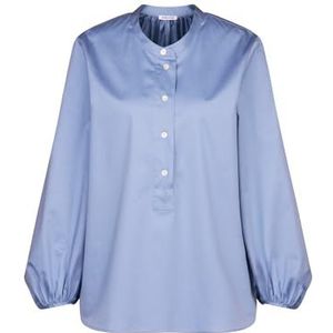 Seidensticker Damesblouse met opstaande kraag, modieuze blouse, regular fit, opstaande kraag, lange mouwen, 100% katoen, lichtblauw, 44