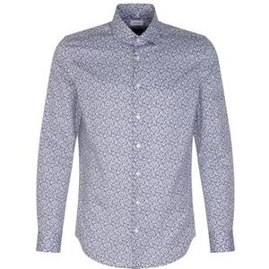 Seidensticker Zakelijk overhemd voor heren, shaped fit, zacht, kent-kraag, lange mouwen, 100% katoen, donkerblauw, 42